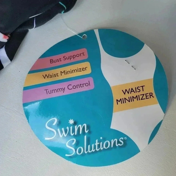NWT Swim Solutions Mio Waist Minimize Swimsuit  Swim Solutions Black Pink Sz 14 - Picture 4 of 16